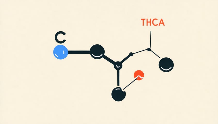 Molecular structure diagram of the THCA compound found in cannabis plants