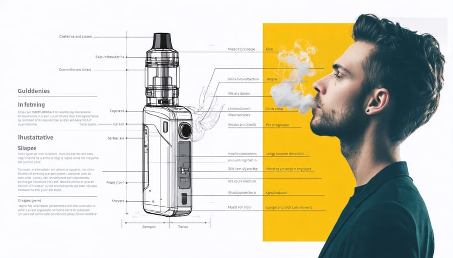 Step-by-step guide showing correct vaping technique and device parts
