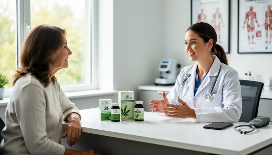 Patient relaxing in a clinic room while a healthcare professional stands in the background